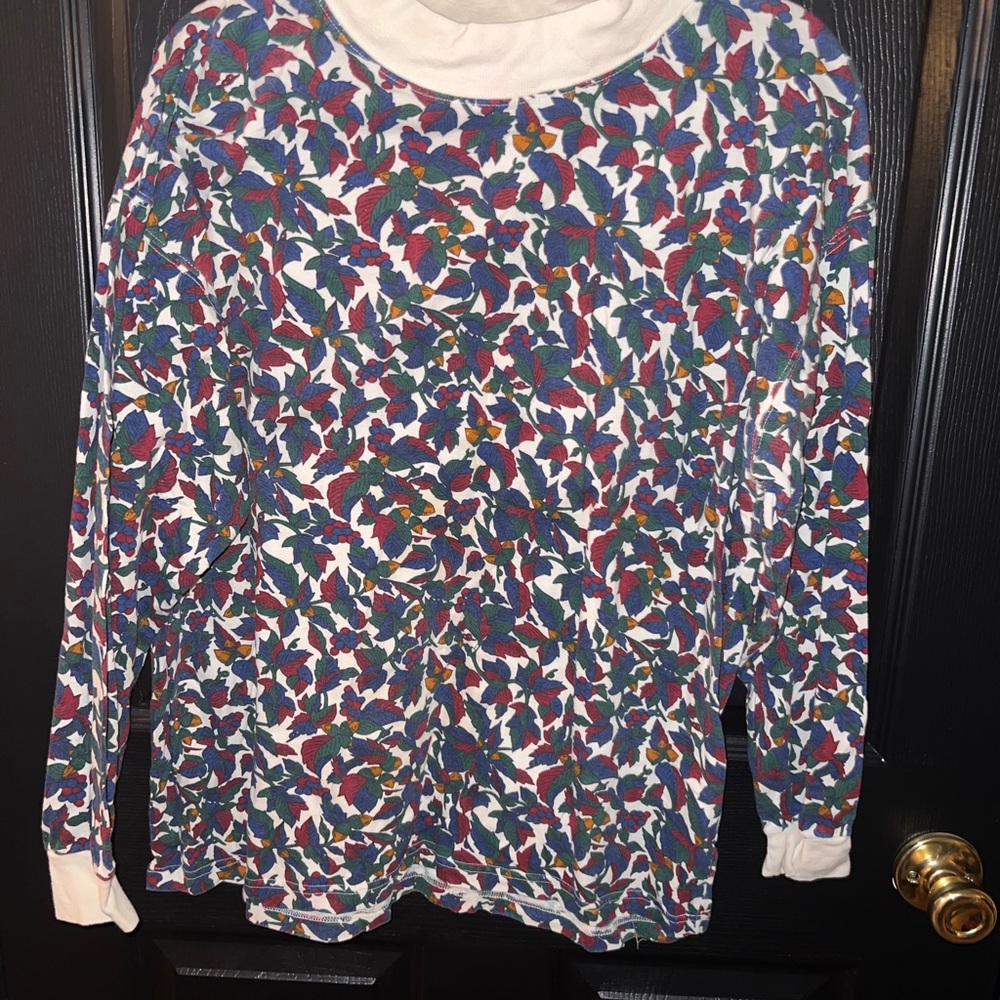 Colorful Leaf Pattern Long Sleeve Top